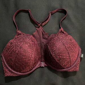 PINK Victoria's Secret Lace Racerback Bra - Burgundy